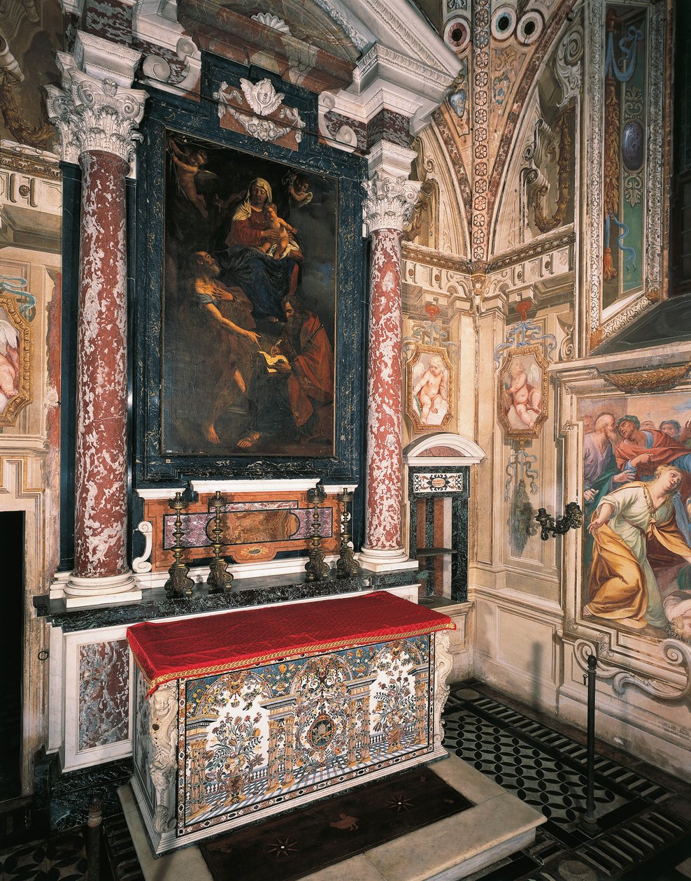 Madonna en Kind met Heiligen Petrus en Paulus door Guercino