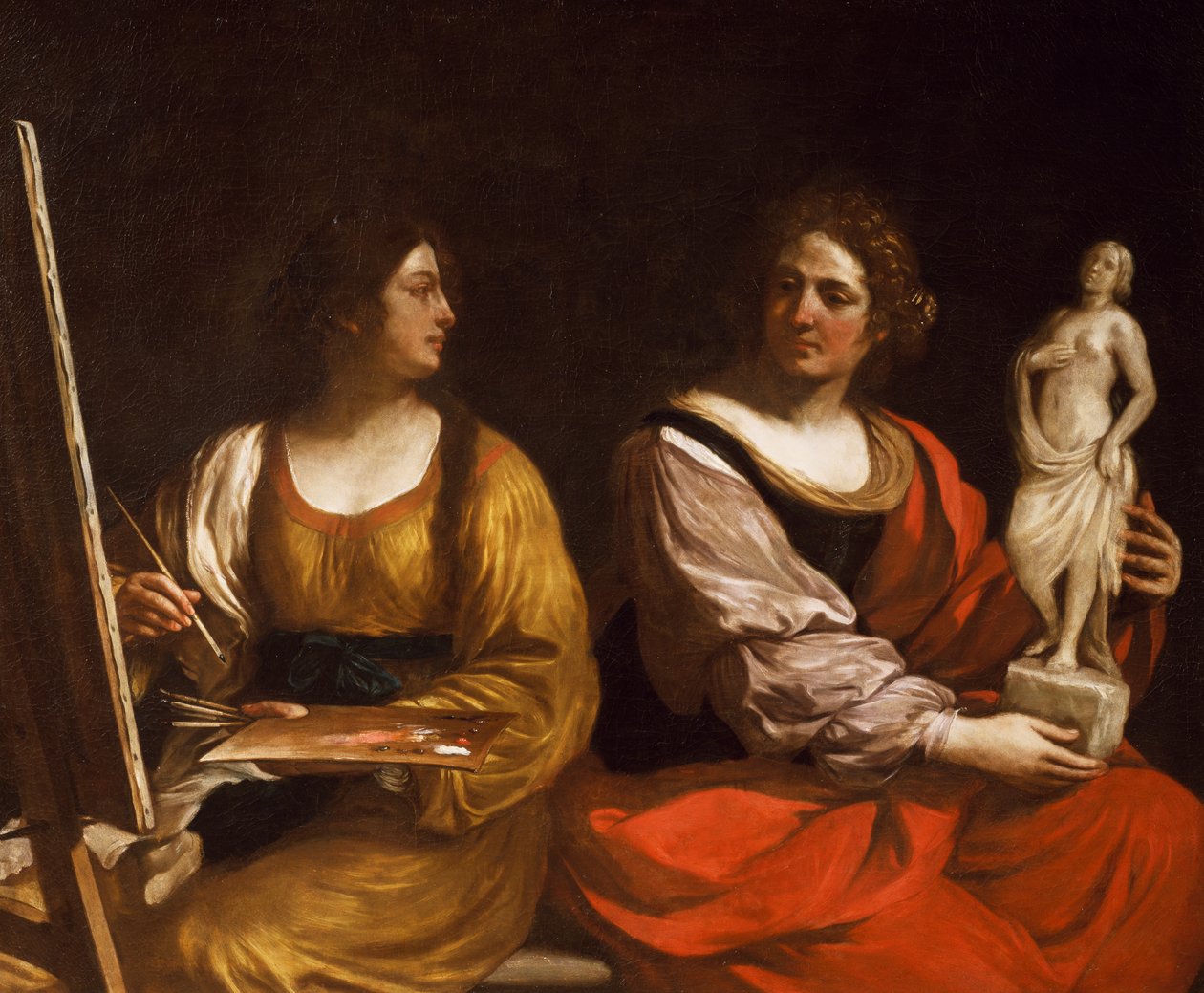 Allegorie van Schilderkunst en Beeldhouwkunst door Guercino