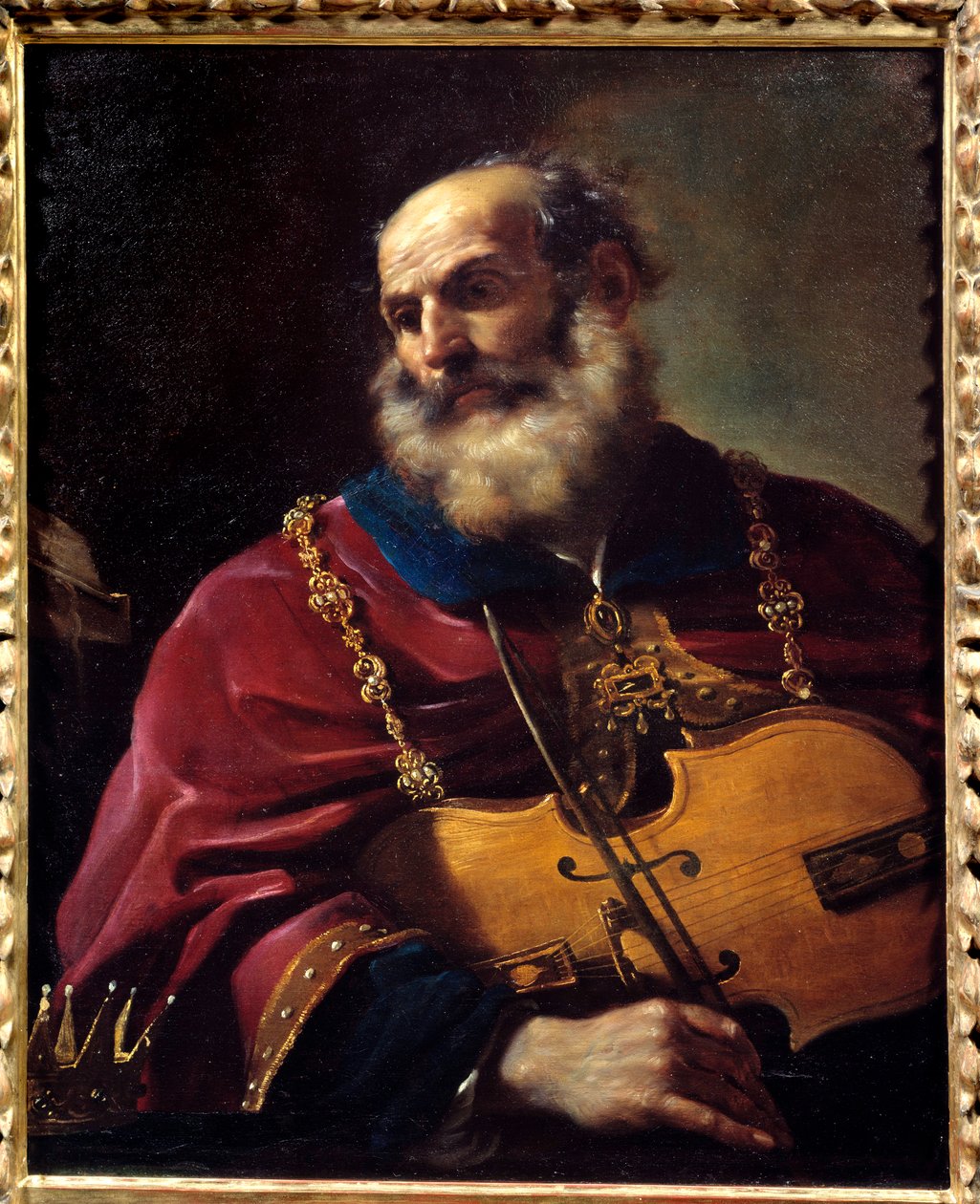 Koning David (spelend op de viool) door Guercino