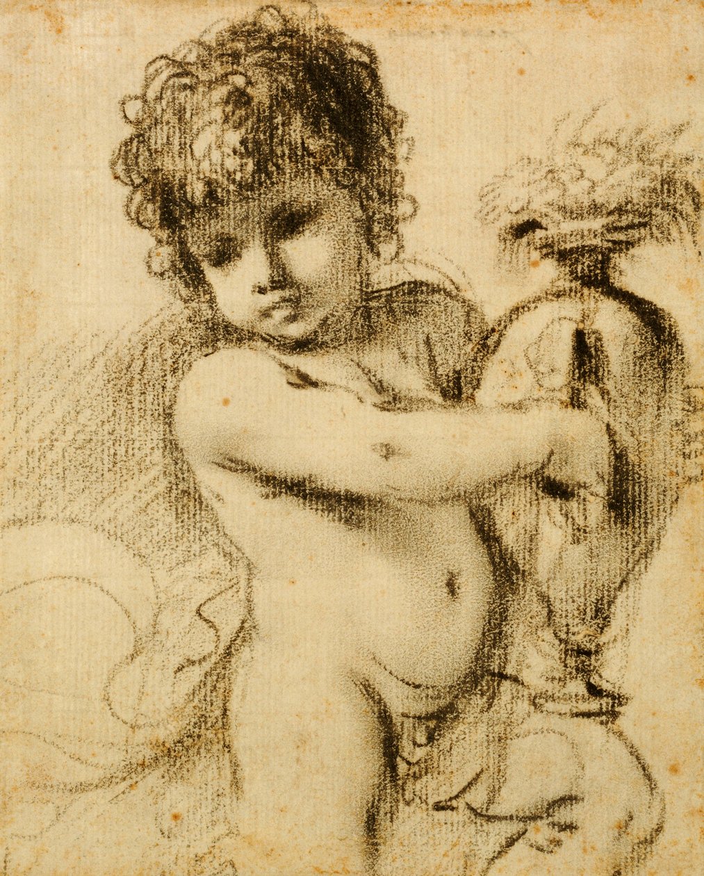 Een putto met een vaas door Guercino