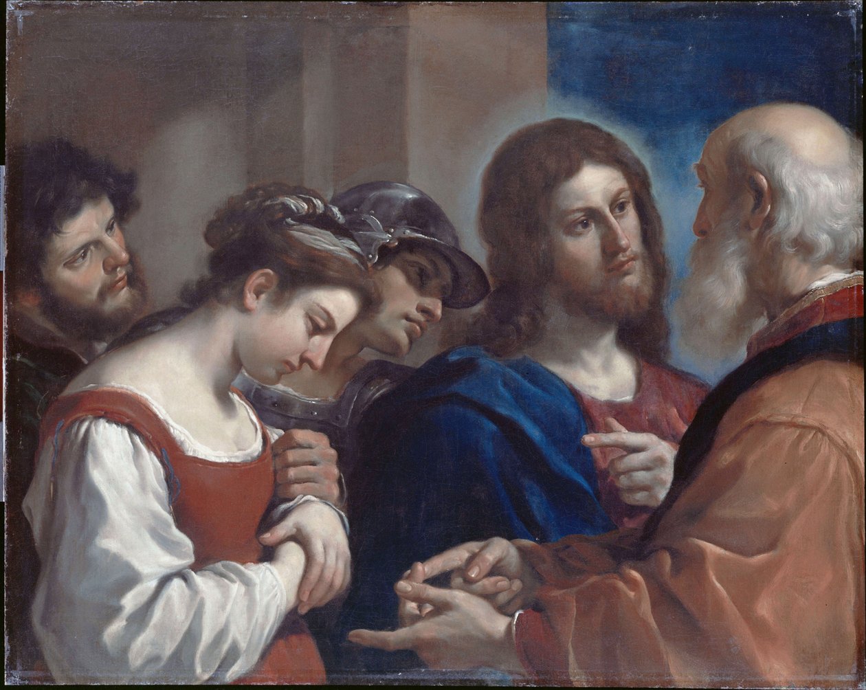 De overspelige vrouw door Guercino