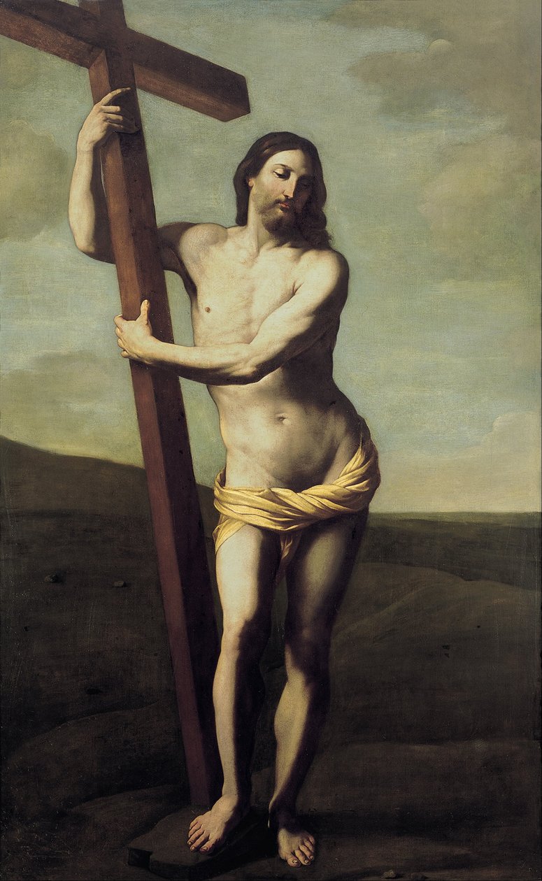 De verrezen Christus omarmd door het kruis door Guido Reni