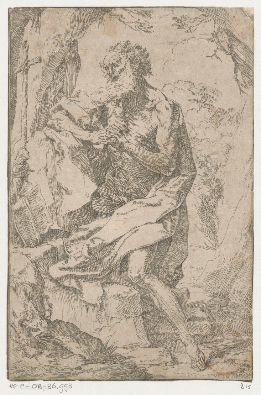 De heilige Hieronymus in de wildernis door Guido Reni