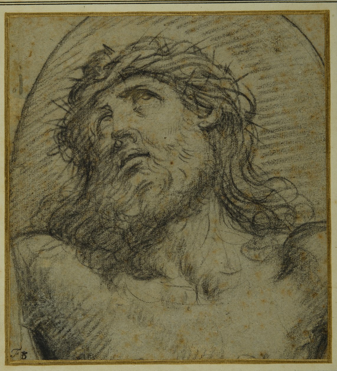 Hoofd en schouders van de levende gekruisigde Christus door Guido Reni