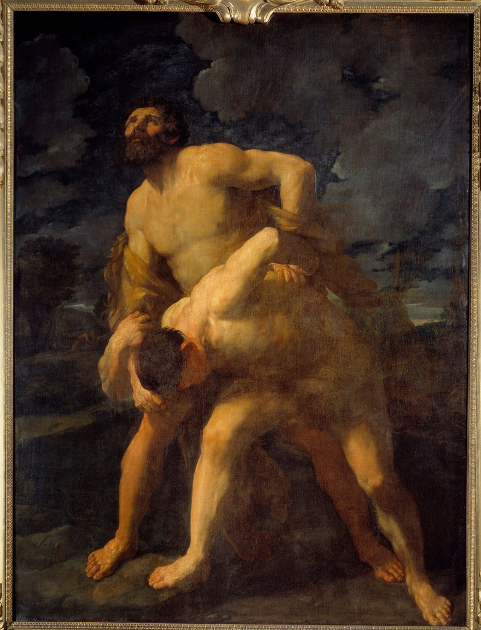 Hercules worstelt met Achelous. Hercules verslaat de Griekse riviergod. Schilderij door Guido Reni, bekend als Il Guido (1575-1642) 1620 door Guido Reni