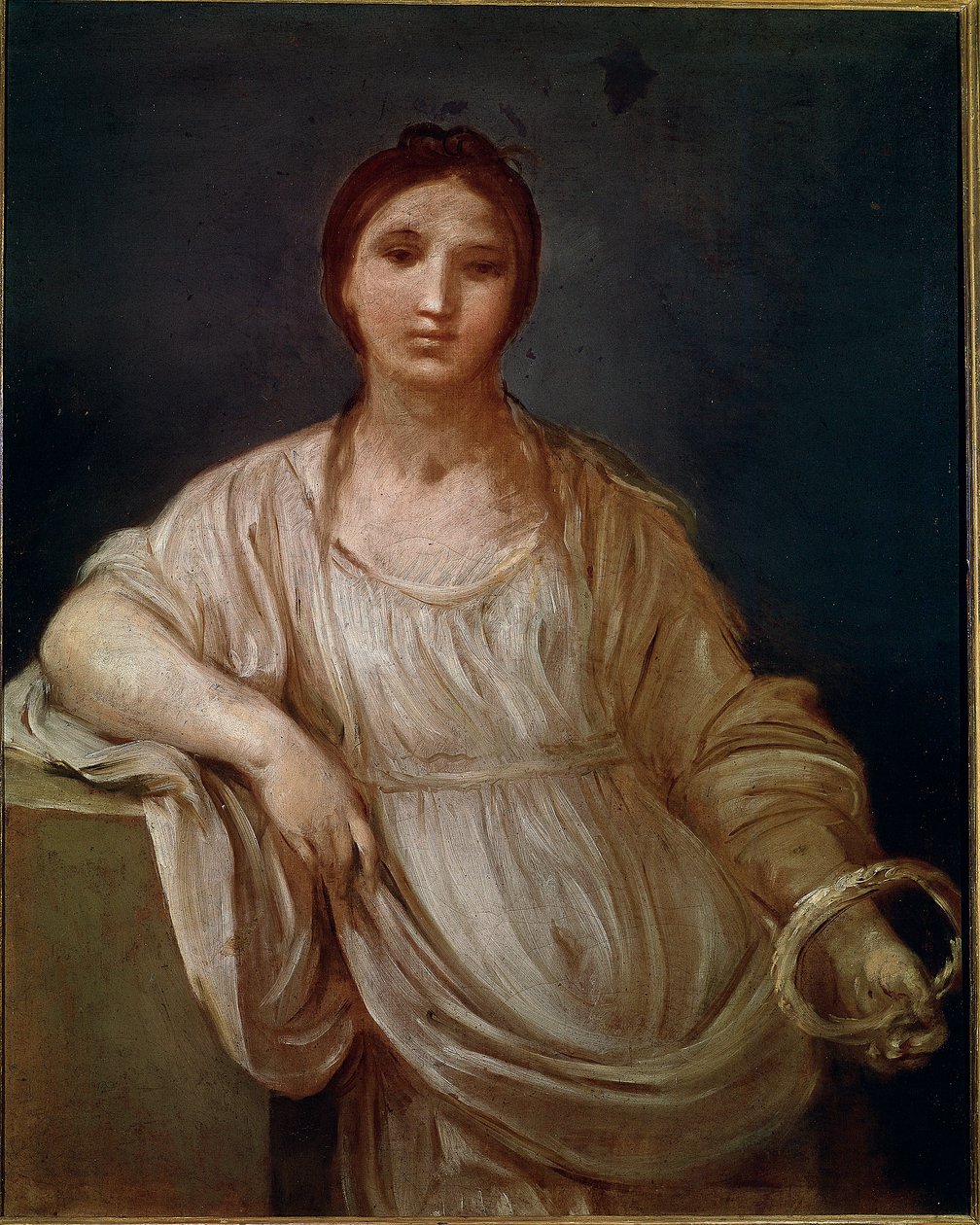 Portret van een jong meisje met een kroon door Guido Reni