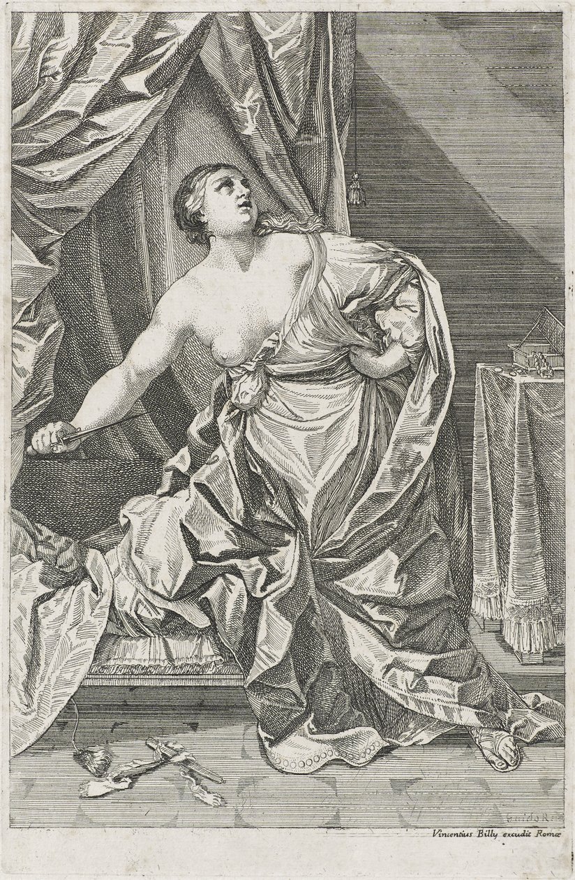 Dood van Lucretia, c. 1700-50 mogelijk Antonio Billy (actief eerste helft van de 18e eeuw) door Guido after Reni