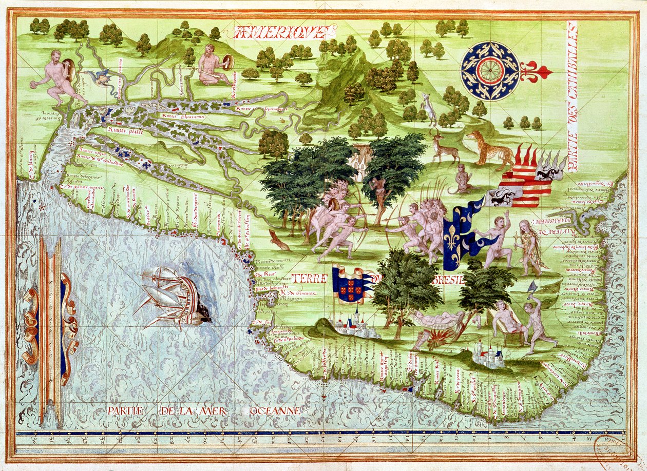 Fol.44v Kaart van Brazilië, uit 