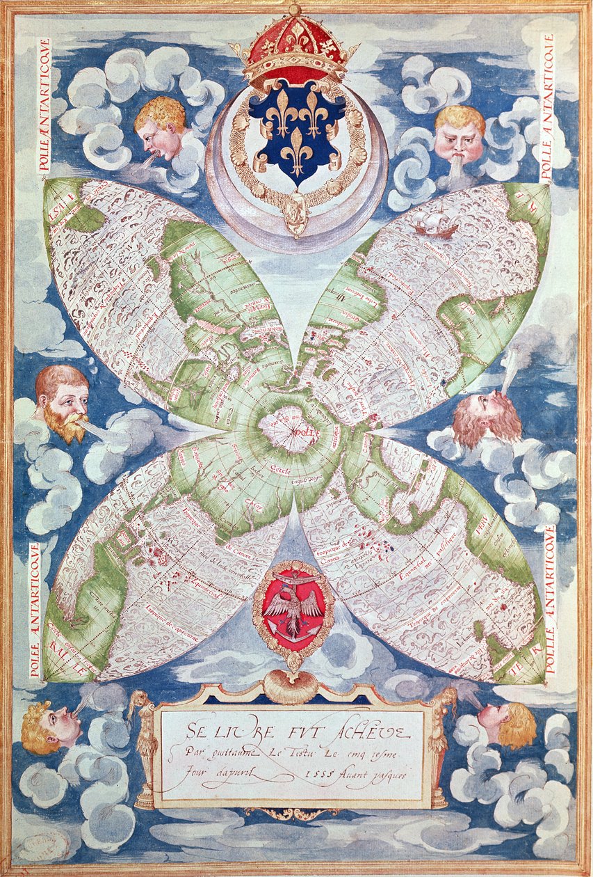 Fol.7v Kaart van de Noordpool, uit 