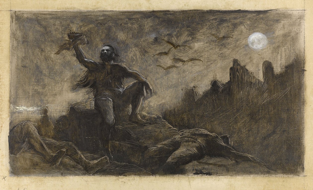 Han van IJsland drinkt het bloed van zijn slachtoffers, ca. 1889 (olieverf op doek) door Guillaume Albert Demarest