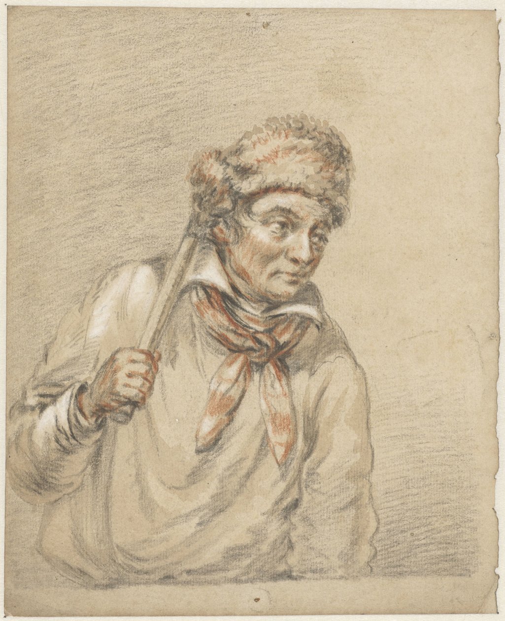 Man met bontmuts op het hoofd door Guillaume Anne van der Brugghen
