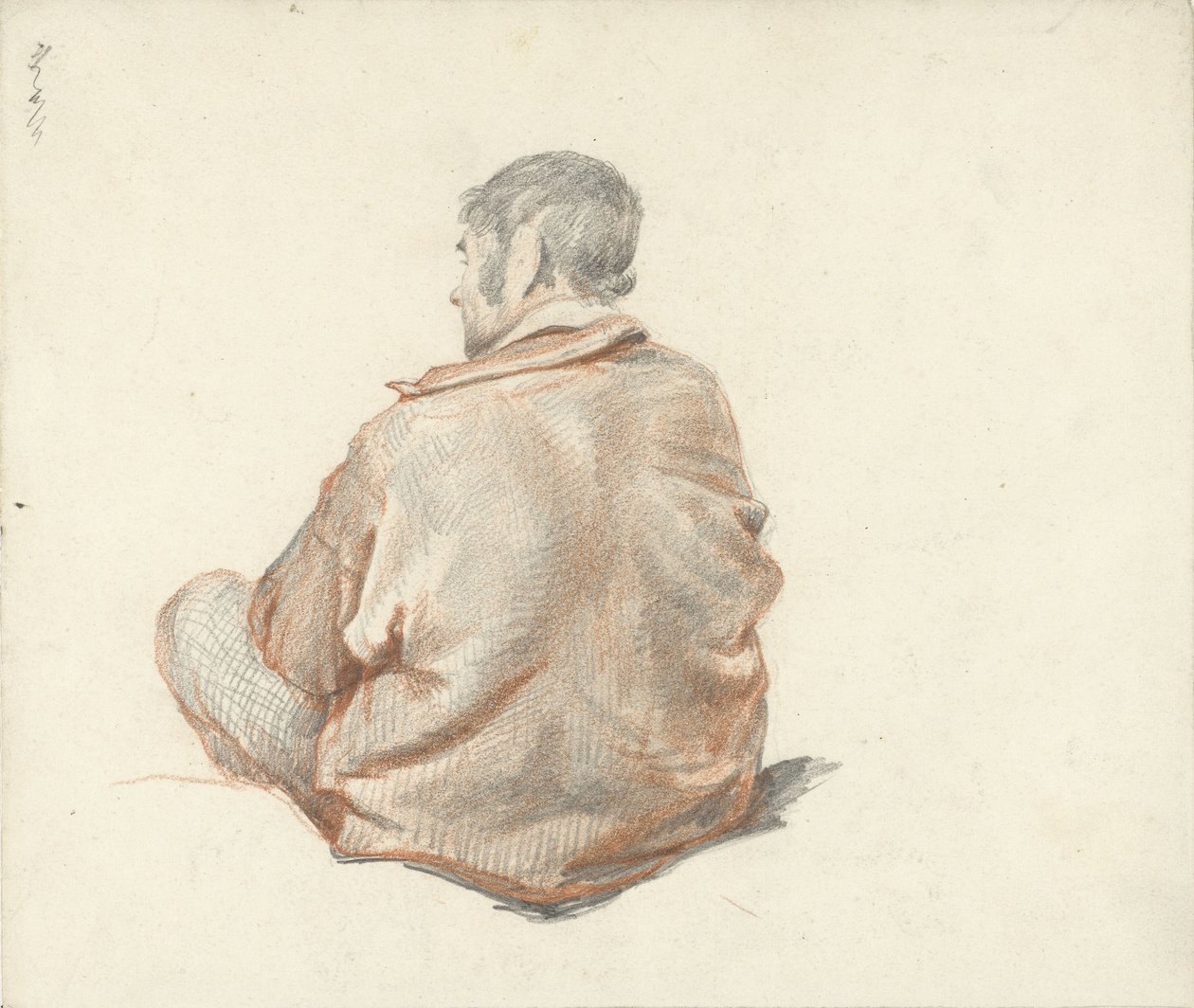 Zittende man, op de rug gezien door Guillaume Anne van der Brugghen