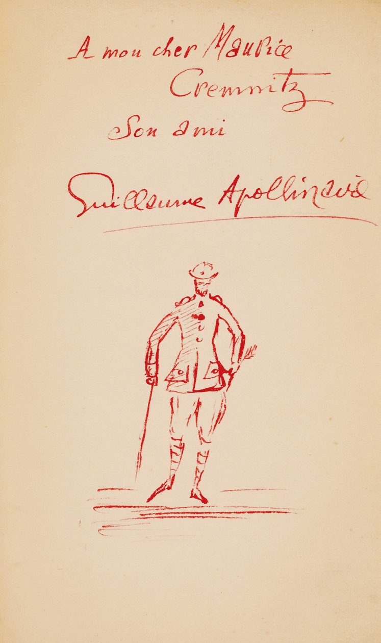 Inscriptie aan Maurice Cremnitz uit "Le Poète Assassiné", 1916 door Guillaume Apollinaire