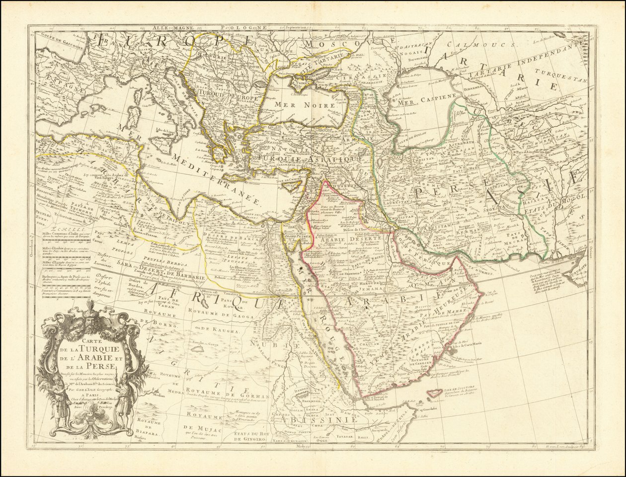 1701 kaart - Kaart van Turkije, Arabië en Perzië door Guillaume Delisle