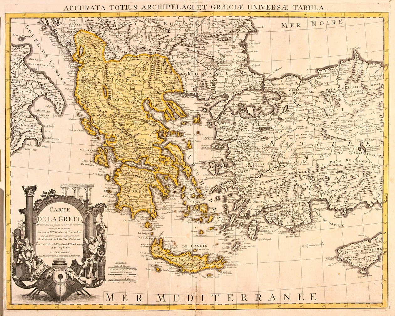 Albanië, groot deel van Griekenland (uitgezonderd noordoosten), groot deel Republiek Macedonië (uitgezonderd noorden) door Guillaume Delisle