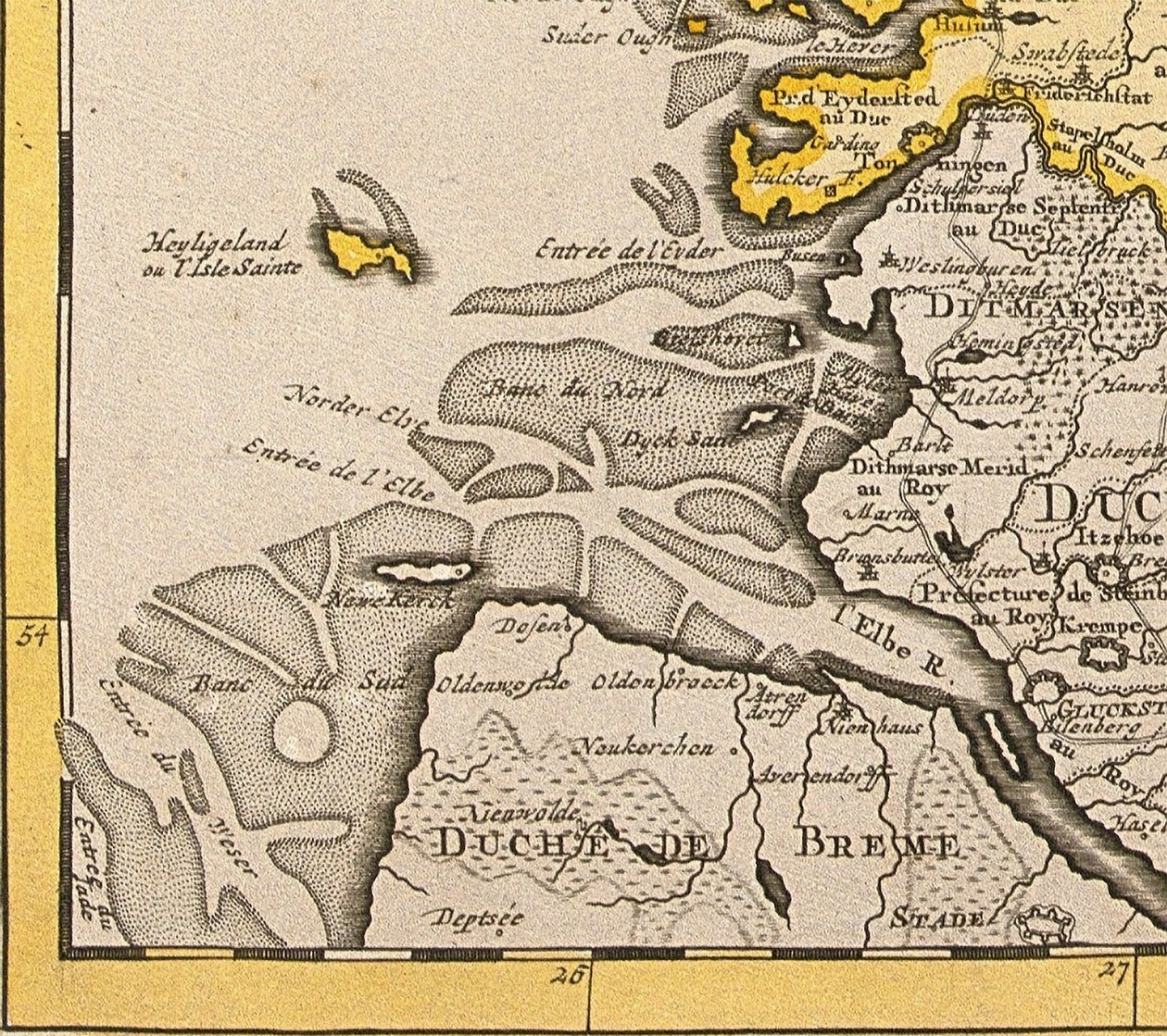 Detail van Helgoland van een kaart van Denemarken, 1730 door Guillaume Delisle