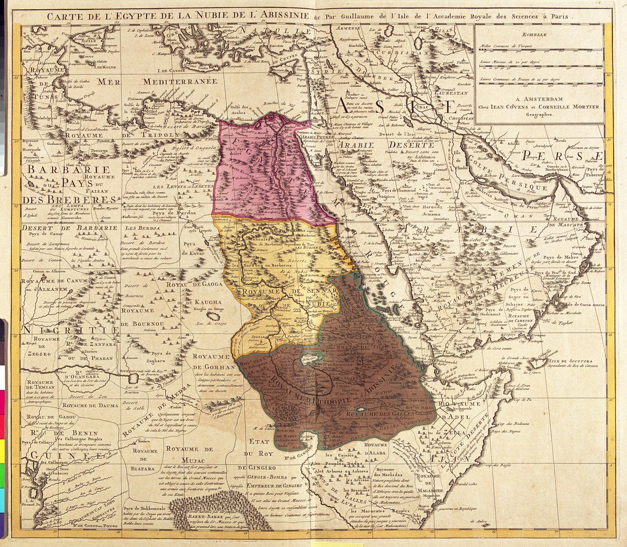 Egypte, Soedan, Eritrea, Djibouti, Ethiopië door Guillaume Delisle