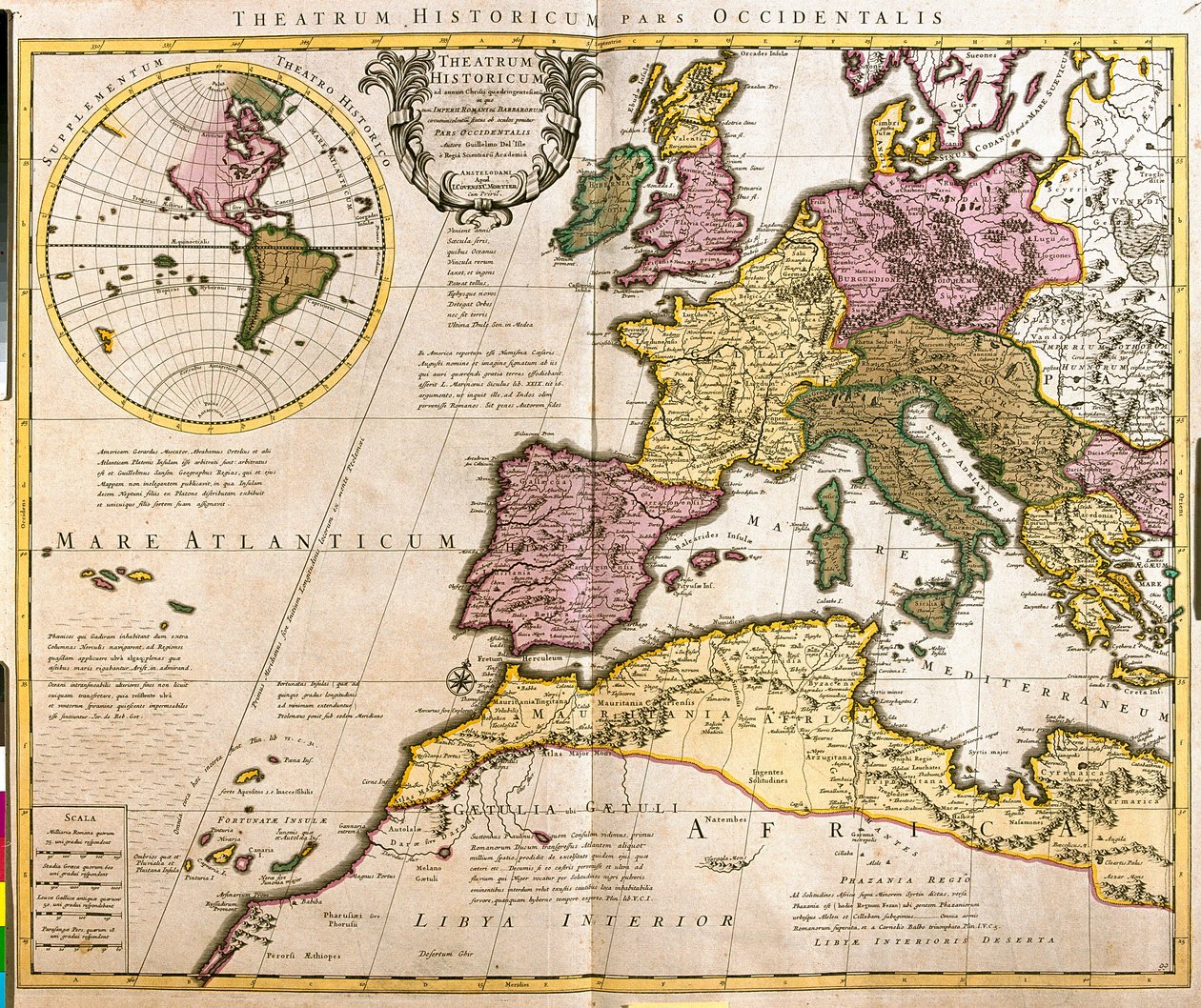 Kaart van Europa en Noord-Afrikaanse Kusten (ets) door Guillaume Delisle