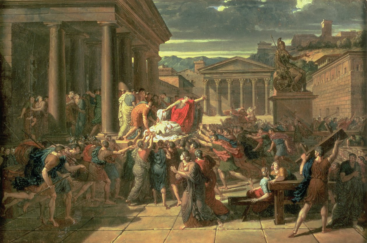 De Dood van Caesar (100-44 v.Chr.) door Guillaume Guillon Lethière