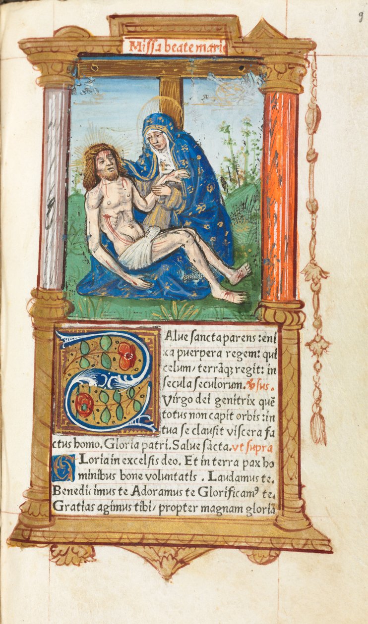 Gedrukt getijdenboek (gebruik van Rome): fol. 53r, Pieta door Guillaume Le Rouge
