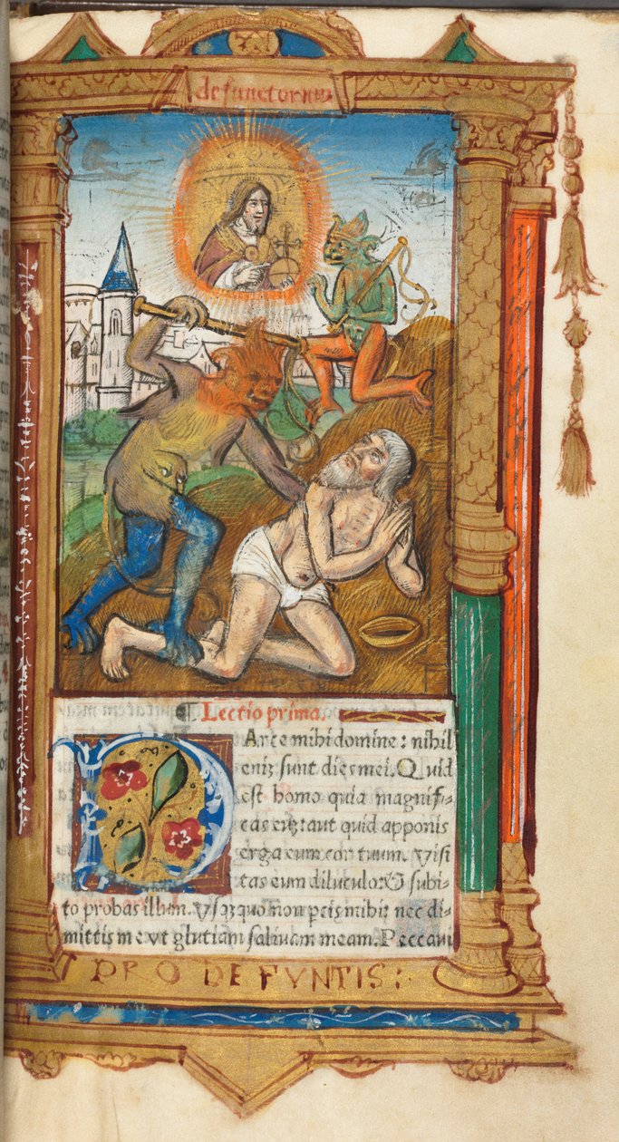 Gedrukt getijdenboek (gebruik van Rome): fol, 78r, Job door Guillaume Le Rouge
