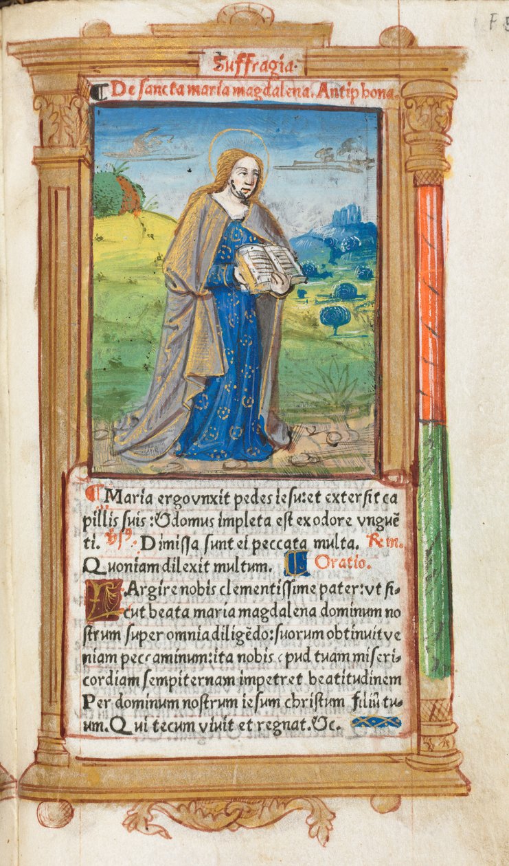 Gedrukt Getijdenboek Gebruik van Rome: fol. 109r, Maria Magdalena, 1510 door Guillaume Le Rouge