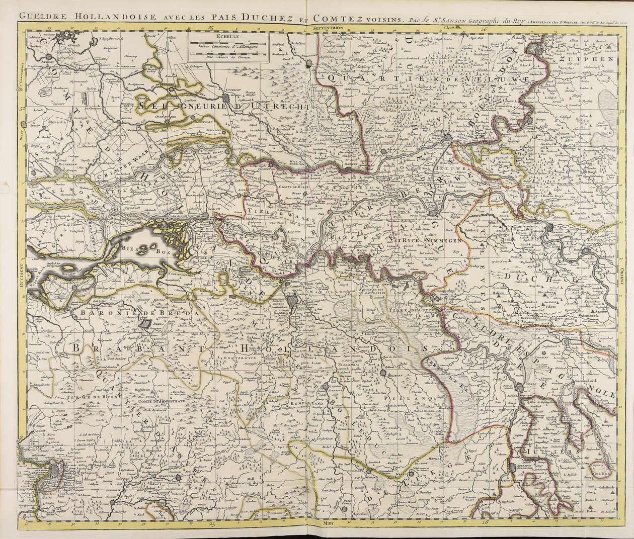 Gueldre hollandoise avec les pais, duchez et comtez voisins / par le sr. Sanson geograaf van het koninklijk huis door Guillaume Sanson