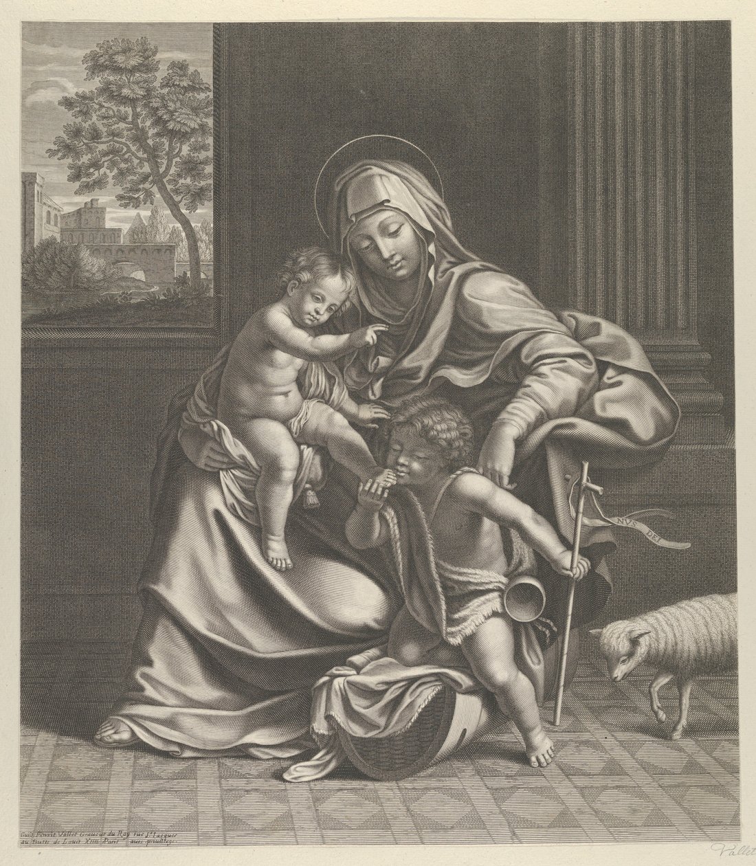De Maagd zittend met het kind Christus op haar schoot..., ca. 1650-1704 door Guillaume Vallet