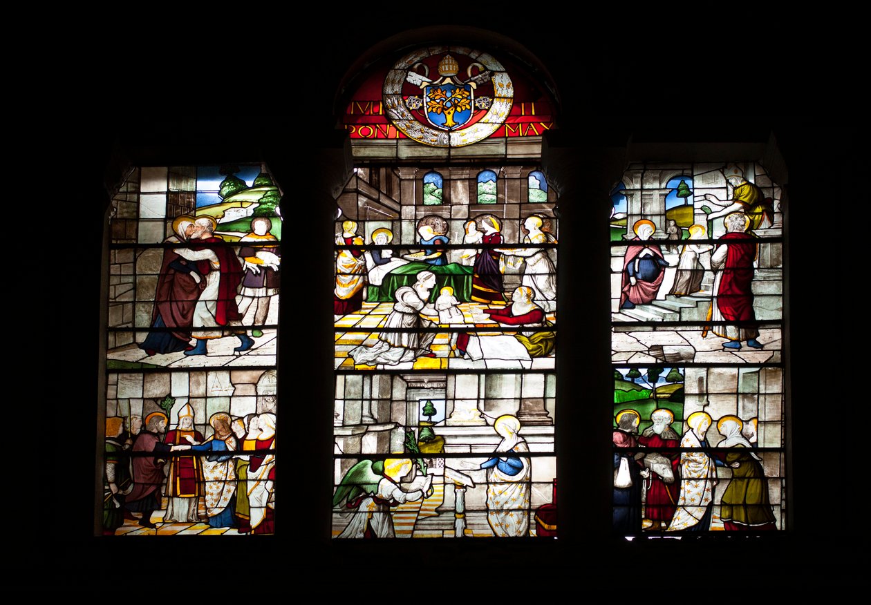 Episode uit het leven van Maria (glas-in-lood) door Guillaume de  Marcillat