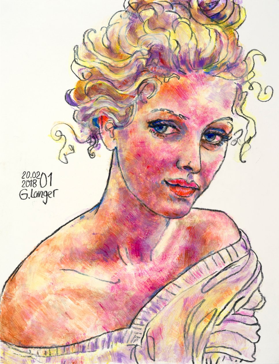 Portret van een vrouw, Een ogenblik door Gunter Langer