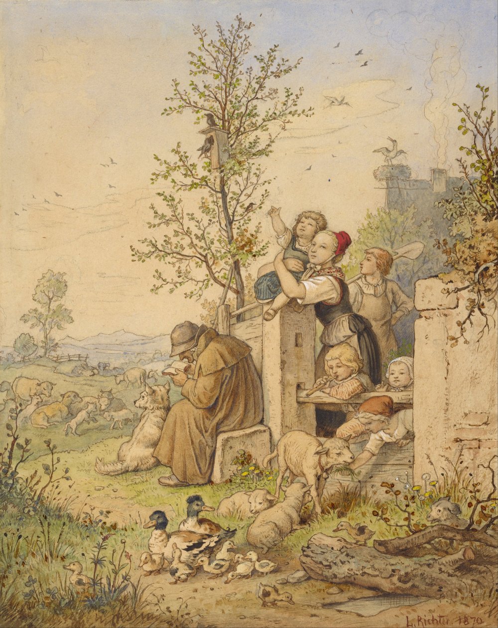 De Lente is Aangebroken door Gustav Karl Ludwig Richter