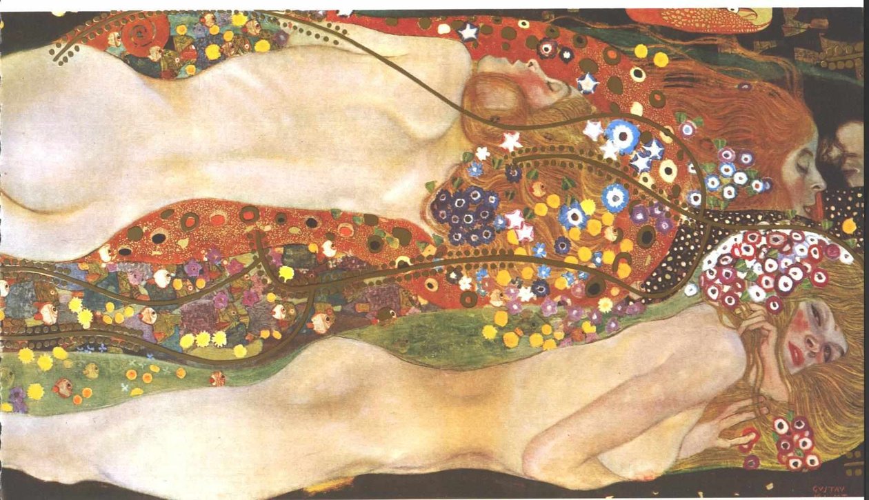 Waterslangen II Vriendinnen door Gustav Klimt