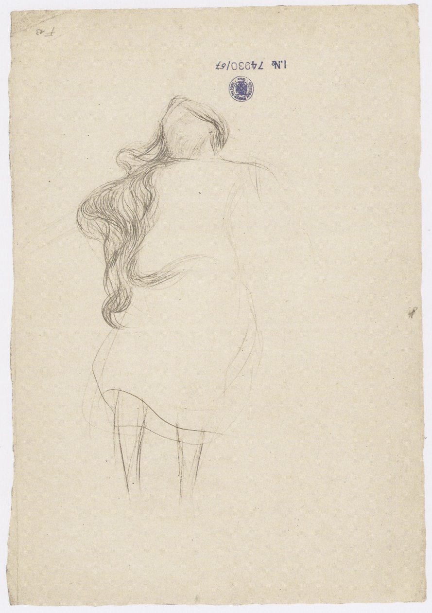 Geklede zwevende met hangend haar door Gustav Klimt