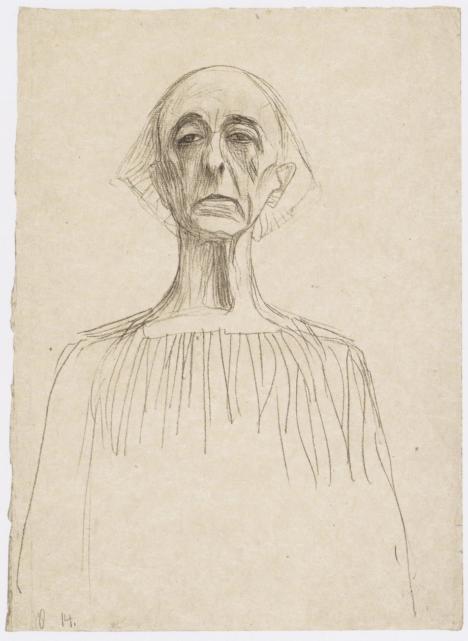 Borstbeeld van een man van voren door Gustav Klimt