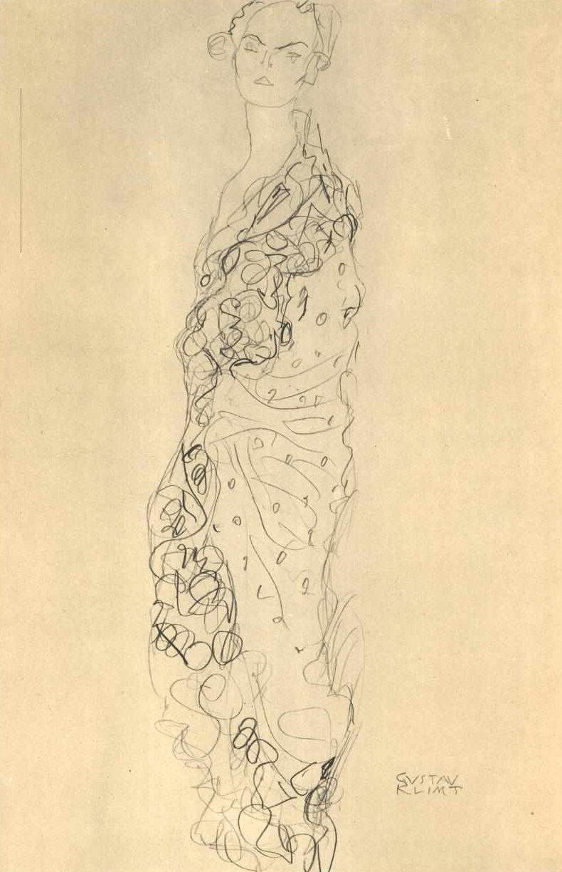 Dame met waaier door Gustav Klimt