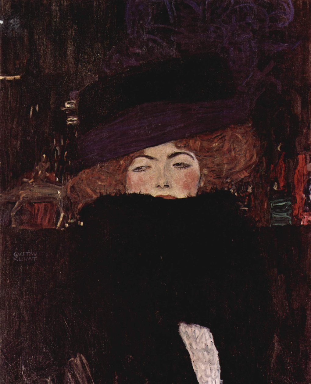 Dame met hoed en verenboa door Gustav Klimt