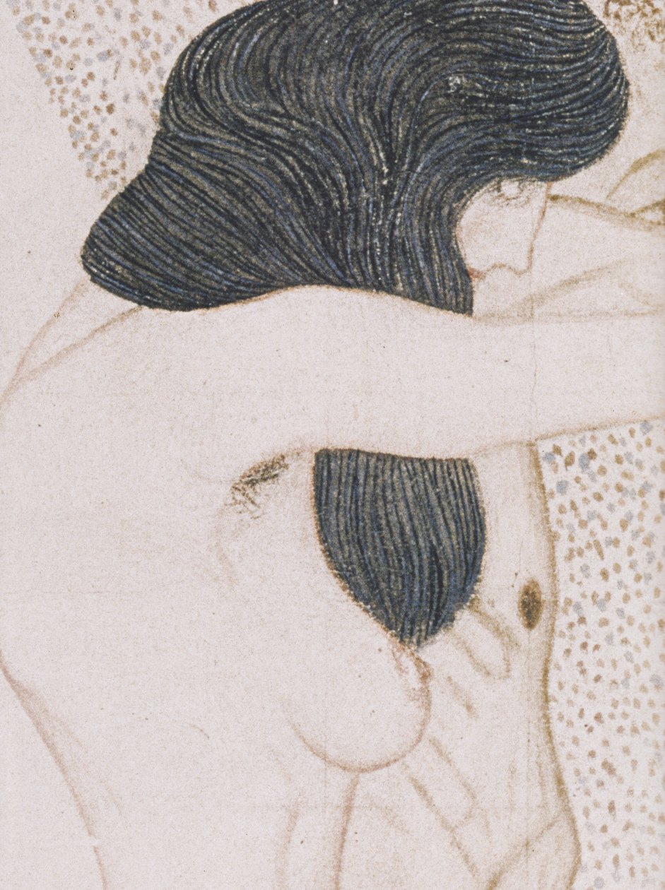 Het lijden van de zwakke mensheid door Gustav Klimt