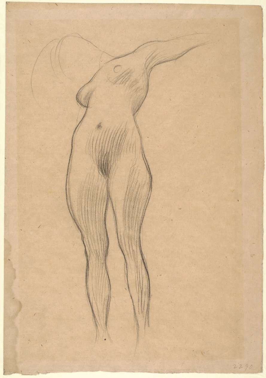 Zwevende vrouw met uitgestrekte arm (Studie voor Geneeskunde), 1900-1901 door Gustav Klimt
