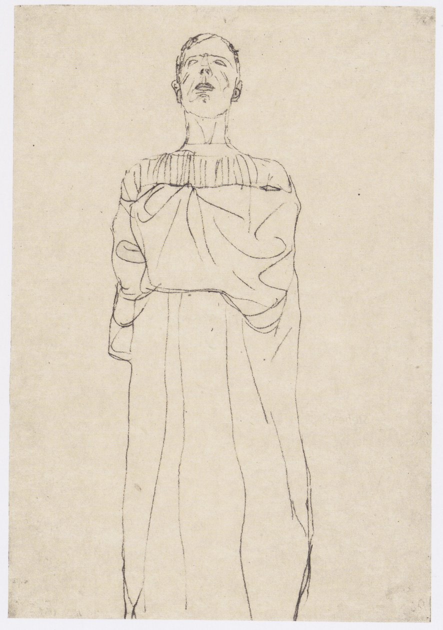 Man met lang gewaad van voren door Gustav Klimt