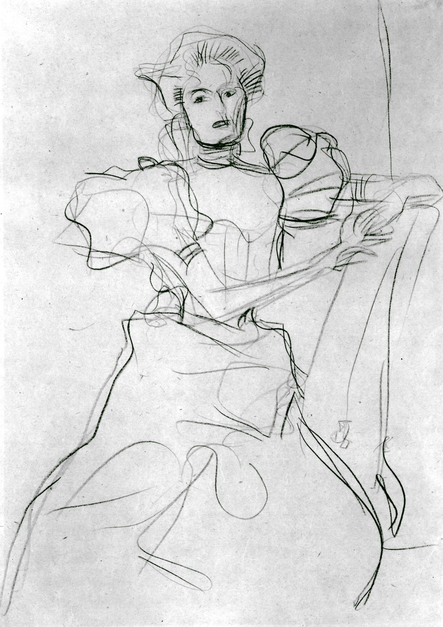 Zittende vrouw - Studie voor een portret van Sonja Knips, c.1898 door Gustav Klimt