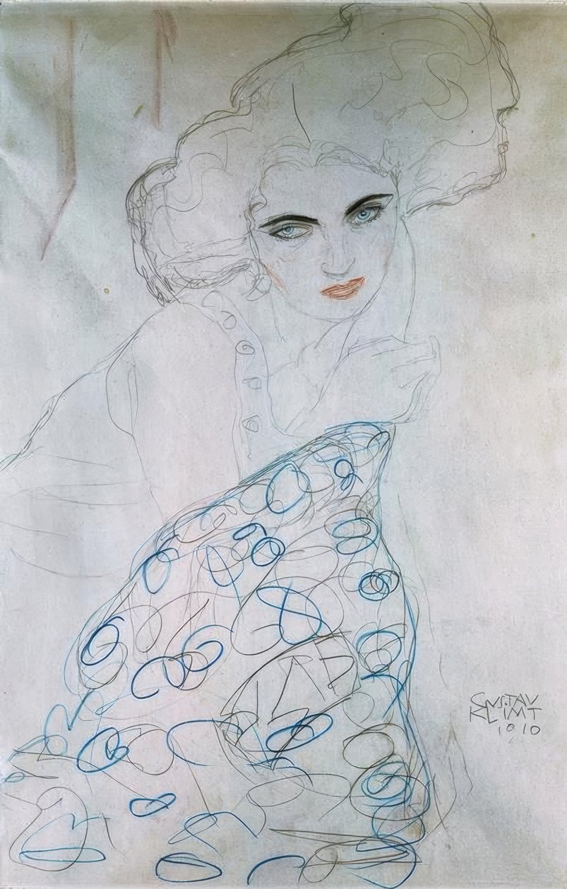 Studie voor een damesportret door Gustav Klimt