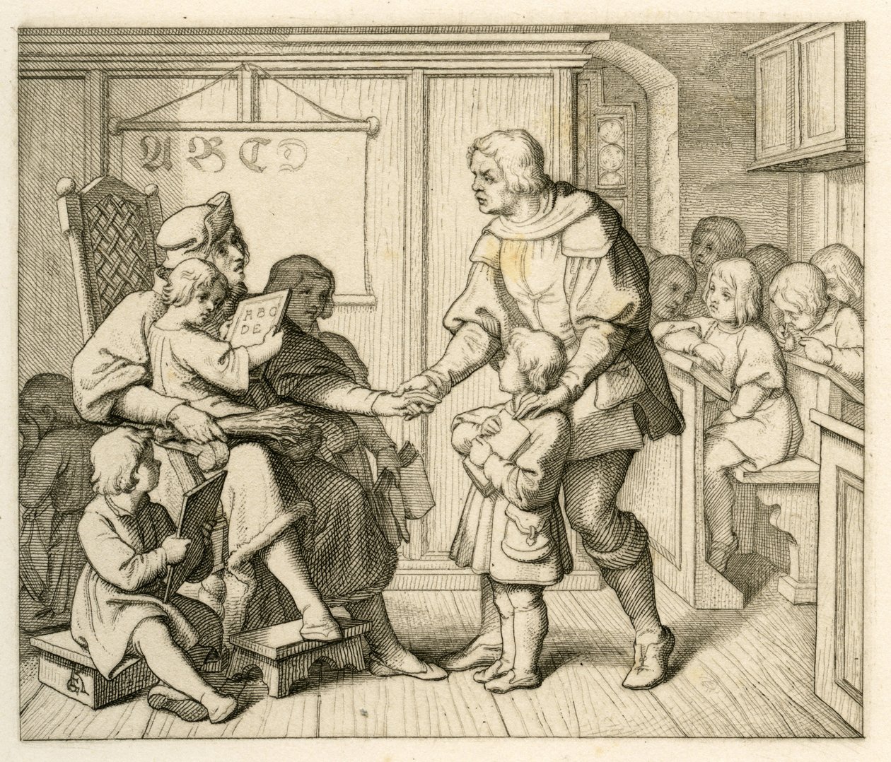 Maarten Luthers inschrijving op school in Mansfeld door Gustav Ferdinand Leopold Konig