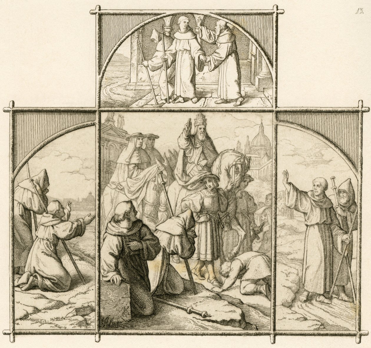 Maarten Luthers reis naar Rome 1510. Hij was blij Rome te zien maar geschokt door de pracht en praal en verdorvenheid door Gustav Ferdinand Leopold Konig
