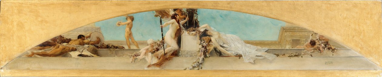Altaar van Dionysus. Studie voor het plafondschilderij van het Burgtheater, Wenen, 1886 door Gustav Klimt