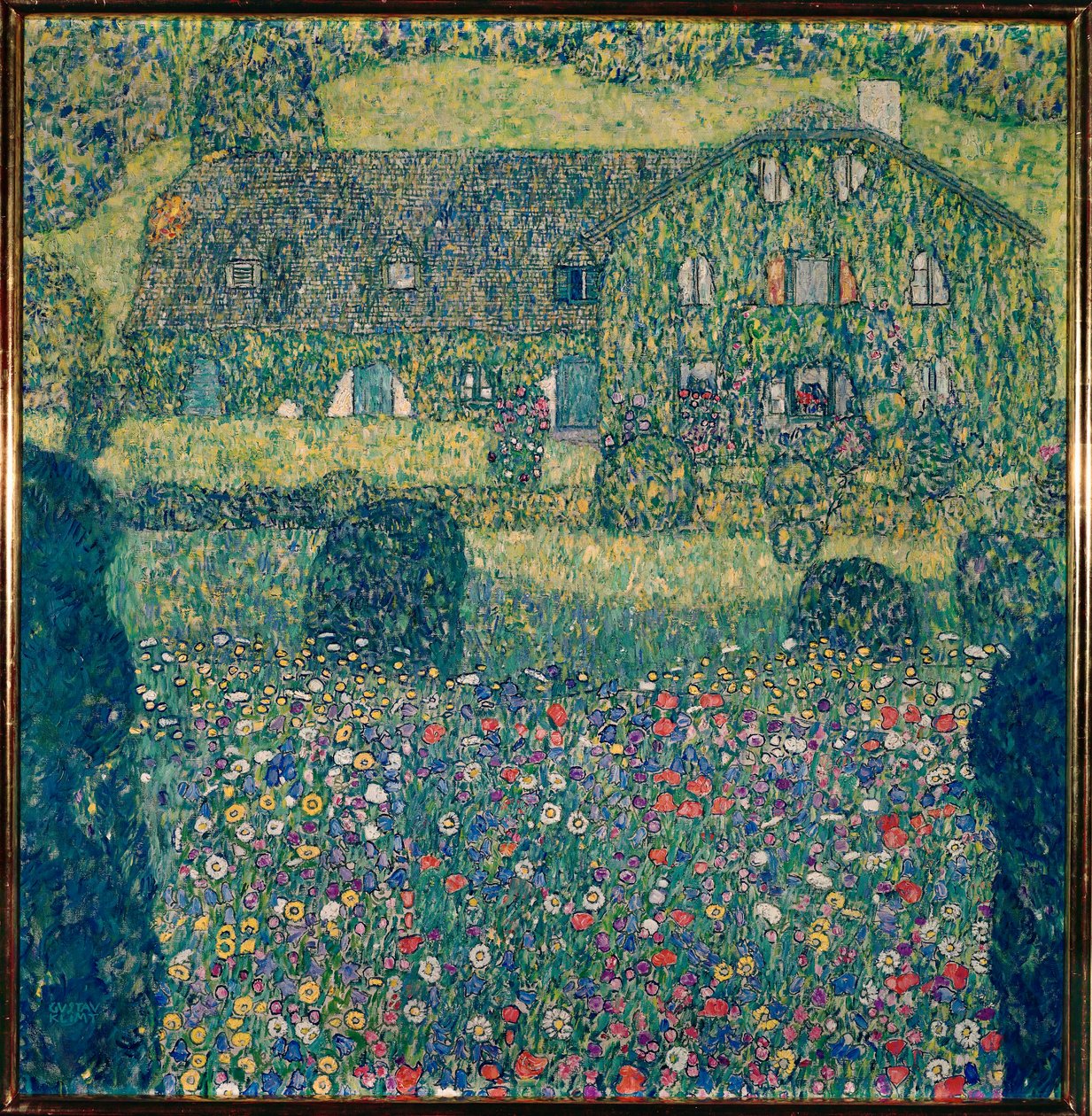 Landhuis aan de Attersee (Landhaus am Attersee), Opper-Oostenrijk door Gustav Klimt