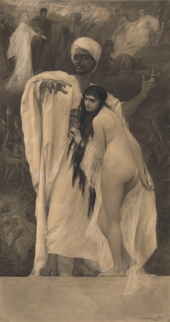 Het sprookje (bron voor: Gerlach  Schenk, Allegorieën en emblemen nr. 74) door Gustav Klimt