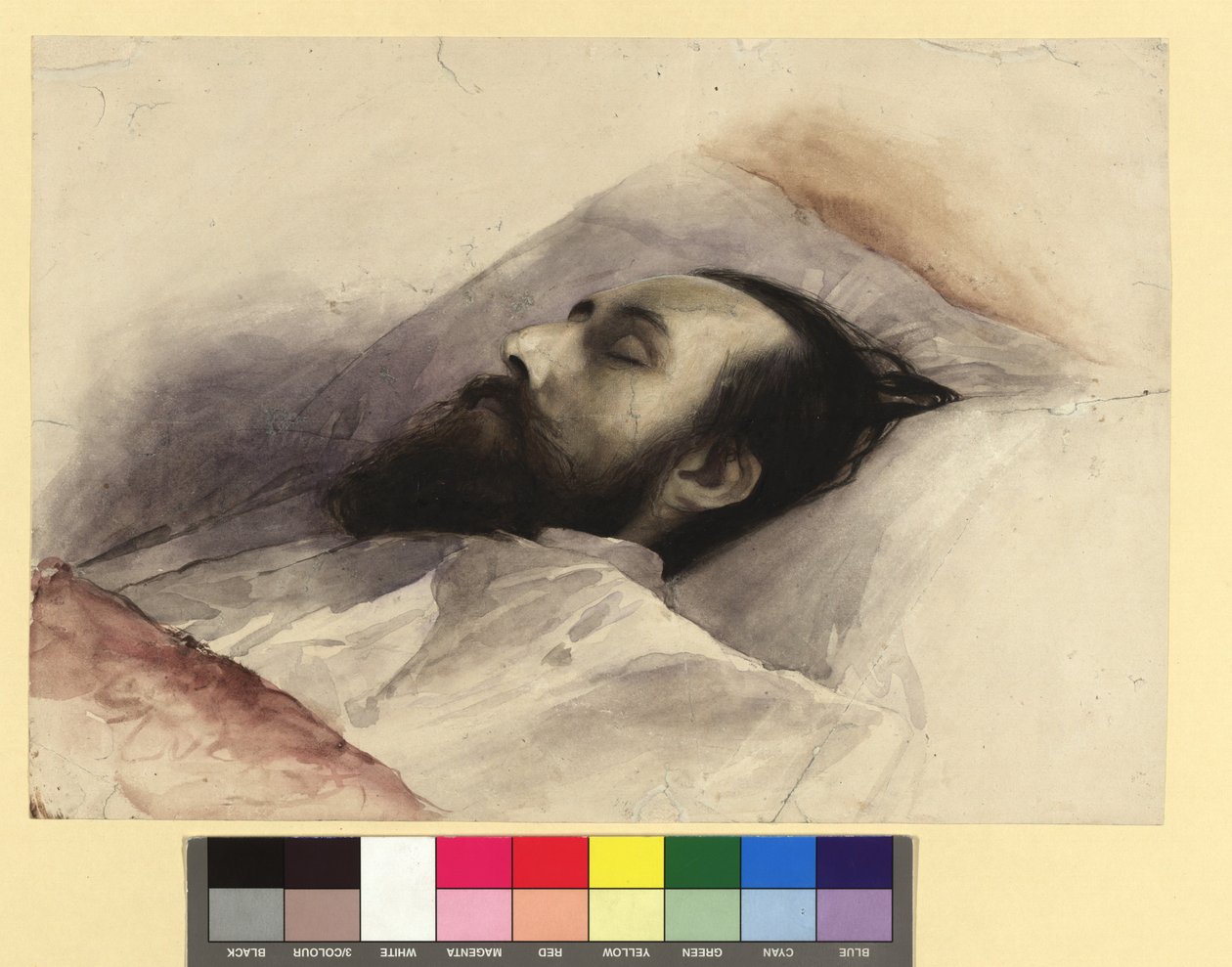 Julius Lott (1836-1883) op zijn sterfbed door Gustav Klimt