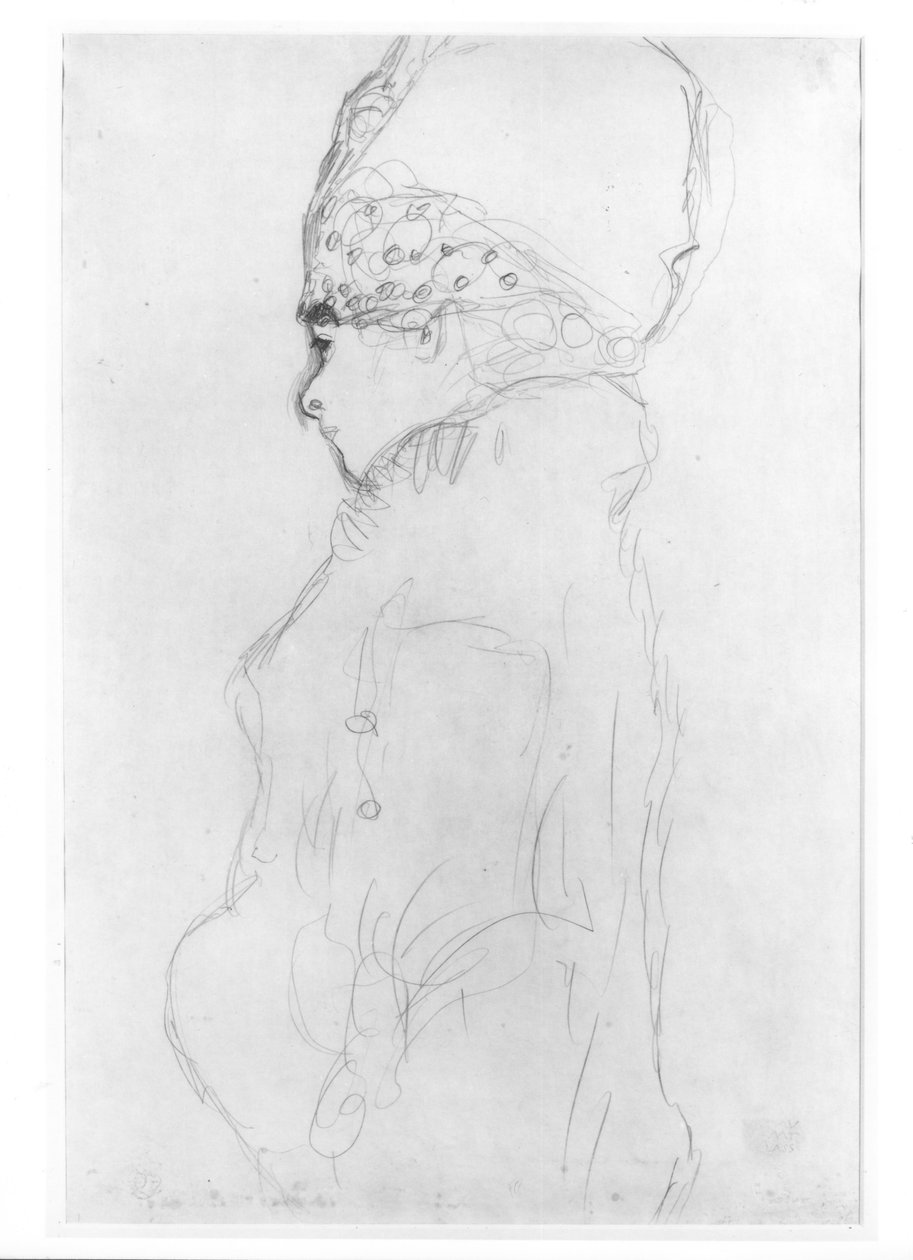 Dame met een Hoge Hoed, ca.1917 door Gustav Klimt