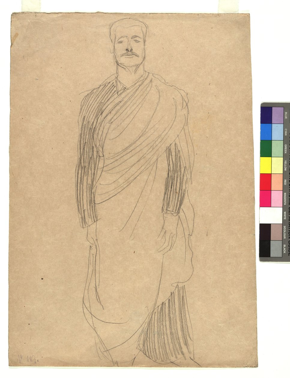 Mann in drapiertem Kostüm door Gustav Klimt