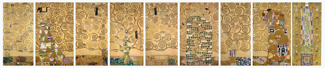 Negen werktekeningen van de uitvoering van een mozaïekfries voor de eetzaal van Stoclet House in Brussel door Gustav Klimt